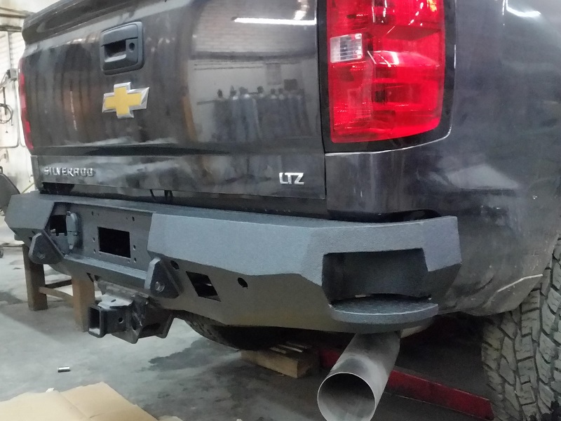 14-15 Chevy 1500 Rear Base Bumper with Side steps and square lights