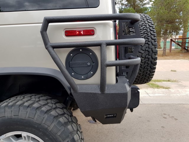 03-09 Hummer H2 Rear Base Bumper with Square lights and Tail light Corner Guards